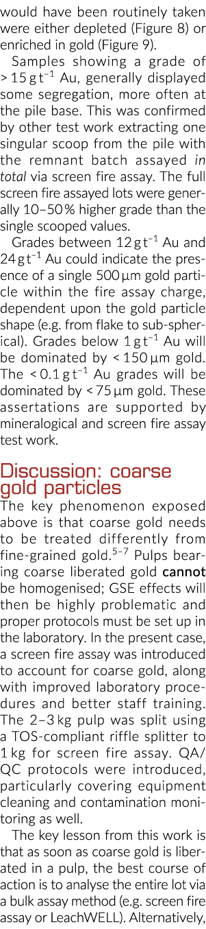 would have been routinely taken were either depleted (Figure 8) or enriched in gold (Figure 9)  Samples showing a gra   